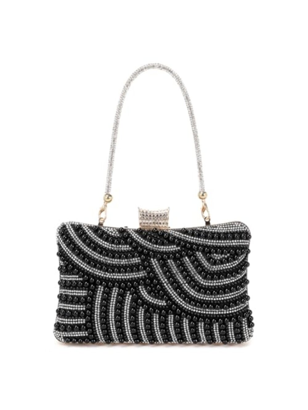 Beaded Pearl Evening Clutch with Removable Chain Strap Shoulder Bag Bridal